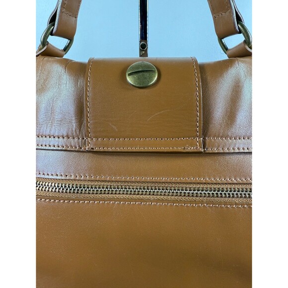 Valentina Fiore Large Tan/Brown Italian 100% Leather Saddle Handbag Purse - Picture 11 of 16